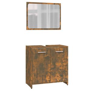 vidaXL Set de mobilier de baie, stejar fumuriu, lemn prelucrat