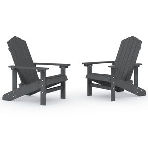 vidaXL Scaune de grădină Adirondack,2 buc., antracit,HDPE
