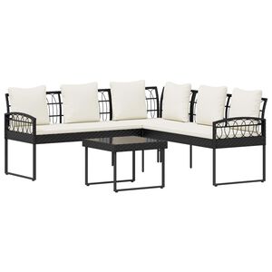 vidaXL Set de canapele pentru grădină 2 buc. Negru și Crem