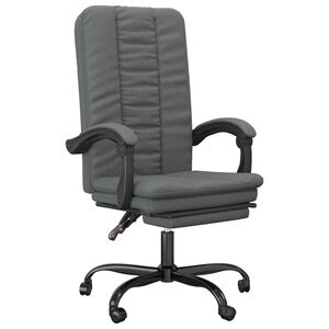 vidaXL Fotoliu de birou rabatabil, gri &icirc;nchis, textil