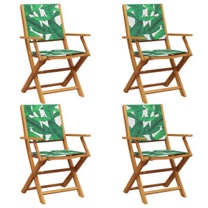 vidaXL Scaune pliante 4 buc. Material textil verde și lemn masiv
