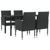 vidaXL Set mobilier de grădină, 5 piese, negru, poliratan și oțel