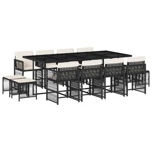 vidaXL Set mobilier de grădină cu perne, 13 piese, negru, poliratan