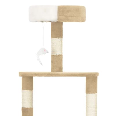 vidaXL Ansamblu pentru pisici cu stâlpi funie de sisal, bej, 180 cm