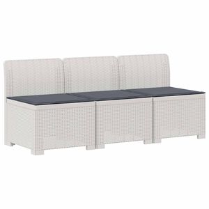 vidaXL Sofa de grădină cu 3 locuri, cu perne, aspect de rattan PP Alb