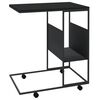 vidaXL Masă laterală cu roți, negru, 55x36x63,5 cm, lemn prelucrat