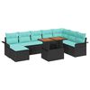 vidaXL Set de canapele pentru grădină cu pernă 9 pcs Negru și albastru