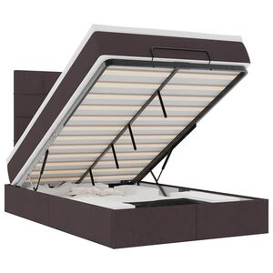 vidaXL Cadru de pat otoman cu saltea țesătură maro &icirc;nchis 120x190 cm