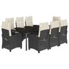 vidaXL Set mobilier de grădină cu perne, 9 piese, negru, poliratan