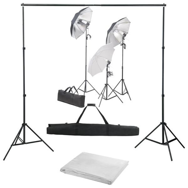 vidaXL Kit studio foto cu set de lumini și fundal