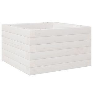 vidaXL Jardinieră de grădină, alb, 40x40x23 cm, lemn masiv de pin