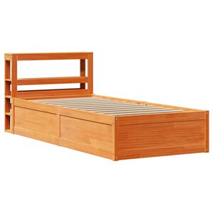 vidaXL Cadru de pat cu tăblie, maro ceruit, 75x190 cm, lemn masiv pin
