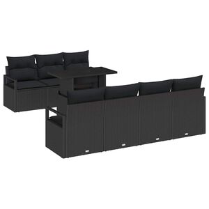 vidaXL Set de canapele pentru grădină cu pernă 8 pcs Negru Rattan poli