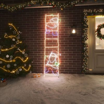 vidaXL Figurină Moș Crăciun pe scară, pliabilă, 552 LED-uri, 50x200 cm