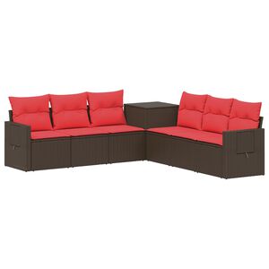 vidaXL Set de canapea 7 buc. Maro și roșu Ratan poli și Oțel