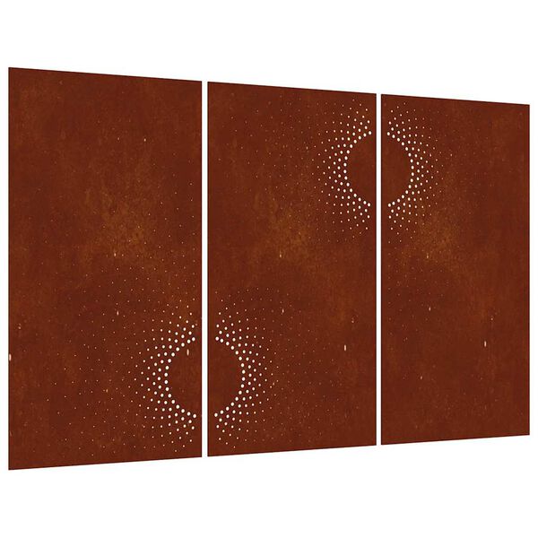 vidaXL Decorațiuni perete de grădină 3 buc. 105x55cm oțel corten soare