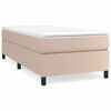 vidaXL Pat box spring cu saltea, cappuccino, 90x190 cm piele ecologică