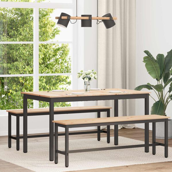 vidaXL Masă de dining natural 140 x 80 x 75 cm Lemn de pin masiv