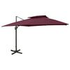 vidaXL Umbrelă &icirc;n consolă cu &icirc;nveliș dublu, roșu bordo, 300x300 cm
