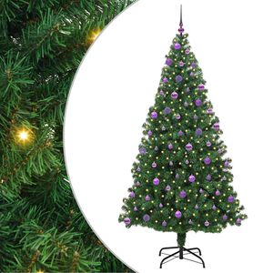 vidaXL Brad de Crăciun artificial Verde 210 cm PVC și Oțel și Plastic