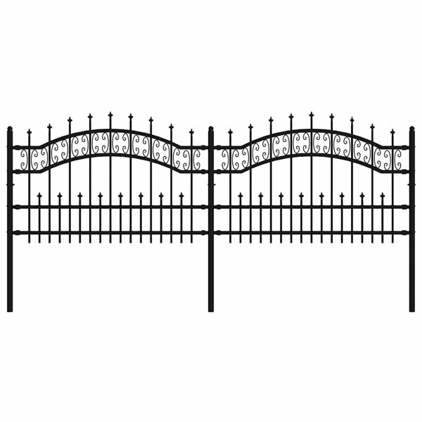 vidaXL Gard de grădină cu v&acirc;rf tip suliță, negru, 240x75 cm, oțel vopsit &icirc;n c&acirc;mp electrostatic