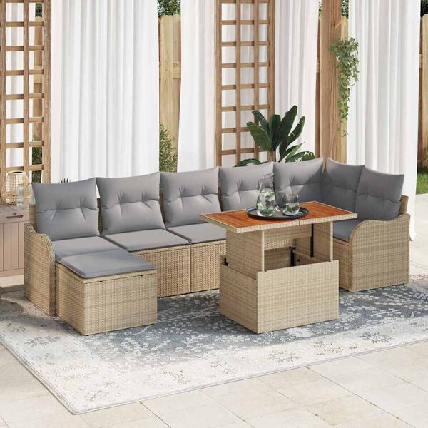 vidaXL Set de canapele pentru grădină 8 pcs Bej Rattan poli