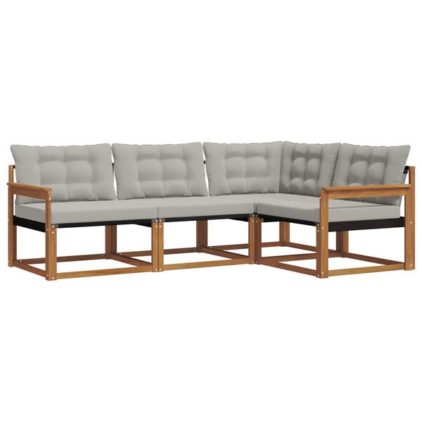 vidaXL Set de canapele de exterior 4 pcs Gri natural și deschis