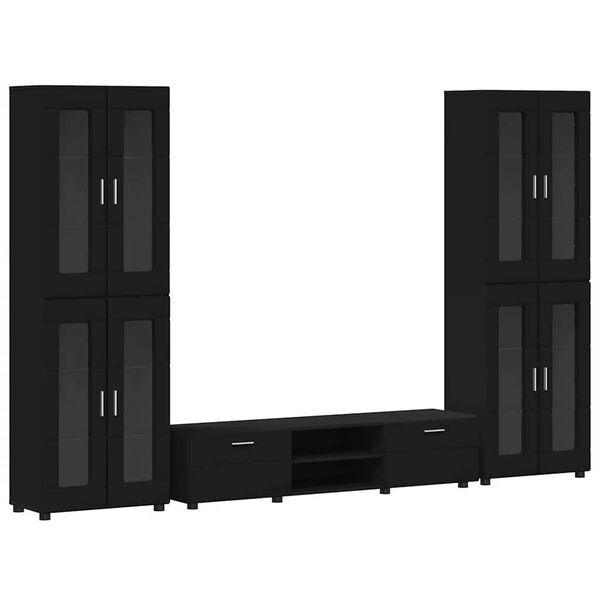 vidaXL Set comodă TV cu sertar cu raft FLORIN Negru Lemn compozit