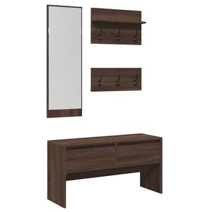 vidaXL Set mobilier de hol, 4 piese, stejar maro, lemn prelucrat