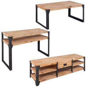 vidaXL Set mobilier de sufragerie, 3 piese, lemn masiv de acacia