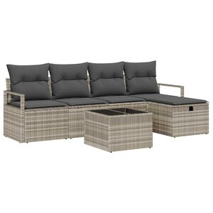 vidaXL Set de canapele pentru grădină 6 pcs Gri deschis Rattan poli