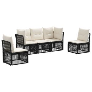 vidaXL Set de canapele pentru grădină 5 pcs Negru poliratan