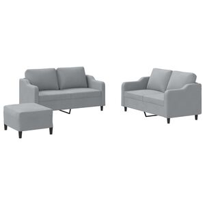 vidaXL Set de canapele cu perne, 3 piese, gri deschis, textil