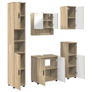 vidaXL Set de mobilier pentru baie 5 buc. Stejar Sonoma