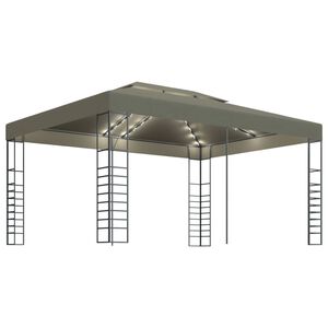 vidaXL Pavilion cu șiruri de lumini LED, gri taupe, 3x4m