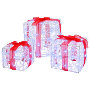 vidaXL Cutie cadou 3 buc. 60 LED-uri Alb rece 20 x 20 x 20 cm Acril