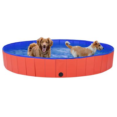 vidaXL Piscină pentru câini pliabilă, roșu, 200 x 30 cm, PVC