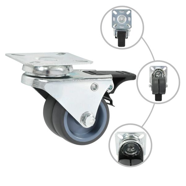 vidaXL Roți pivotante duble, 24 buc., 50 mm