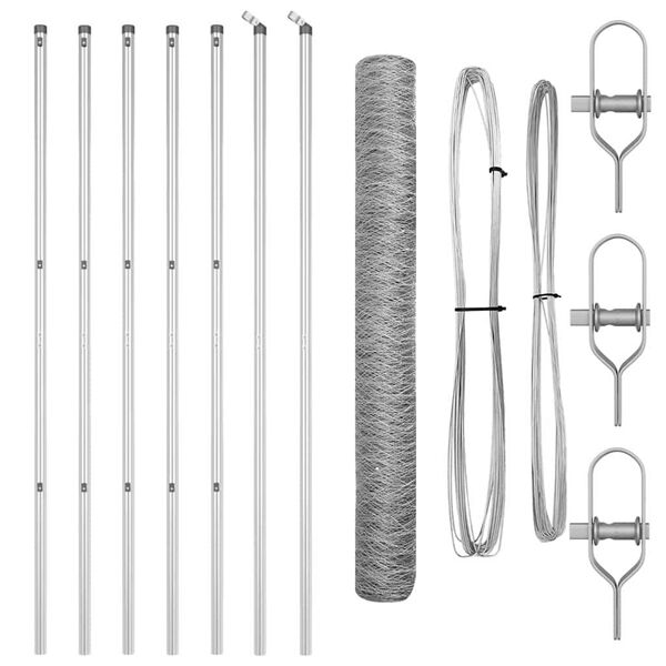 vidaXL St&acirc;lp de gard. Argintiu 10 x 1,2 m (plasă de 50 mm) Oțel