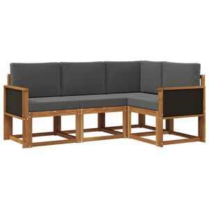 vidaXL Set de canapele de exterior 4 pcs Natural și Antracit Poliester