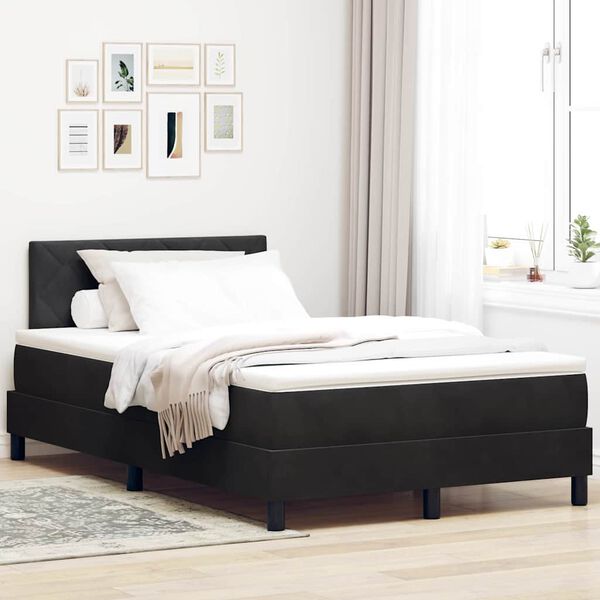 vidaXL Pat cu arcuri cu saltea cu headboard Negru 120 x 200 cm Catifea