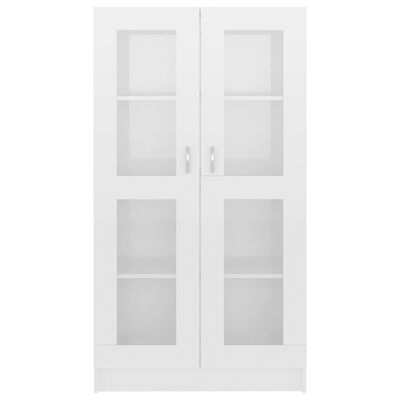 vidaXL Dulap cu vitrină, alb extralucios, 82,5 x 30,5 x 150 cm, PAL