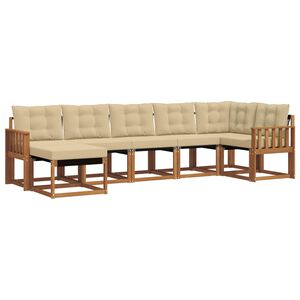 vidaXL Set de canapele de exterior cu pernă 7 pcs Natural și Bej