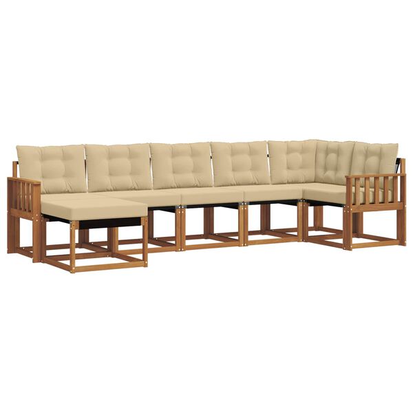 vidaXL Set de canapele de exterior cu pernă 7 pcs Natural și Bej