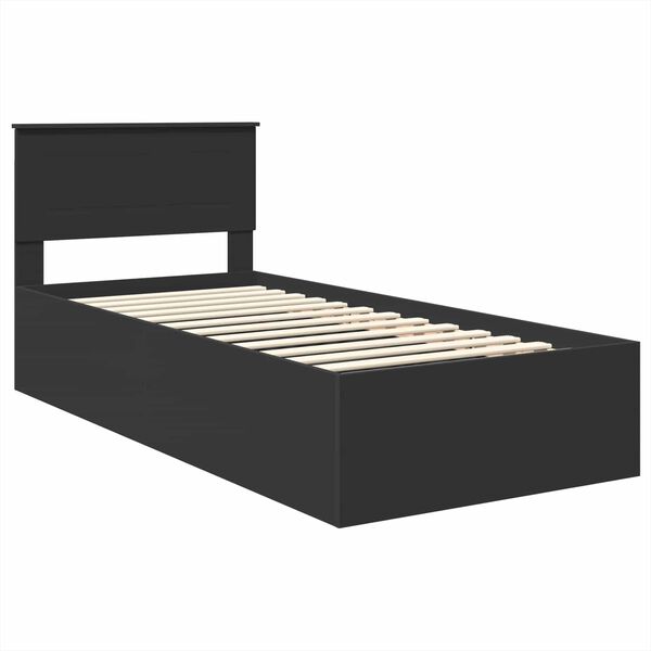 vidaXL Cadru de pat cu headboard Negru 100 x 200 cm Lemn compozit