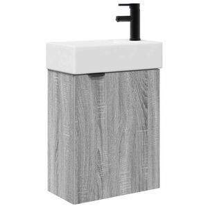 vidaXL Unitate de baie cu robinet Sonoma gri 45,5 x 22,5 x 84 cm