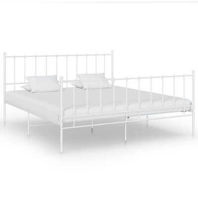 vidaXL Cadru de pat, alb, 140x200 cm, metal