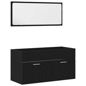 vidaXL Set de Mobilier pentru Baie cu sertar 2 pcs Stejar Negru