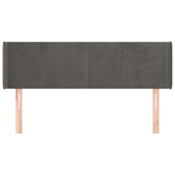 vidaXL Tăblie de pat cu aripioare gri închis 147x16x78/88 cm catifea