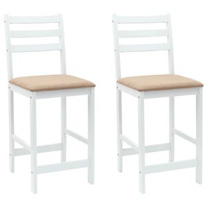 vidaXL Scaune de dining 2 buc. Lemn Solid de Cauciuc Alb